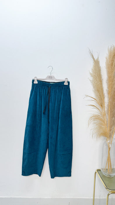 Pantaloni In velluto Blu Pavone