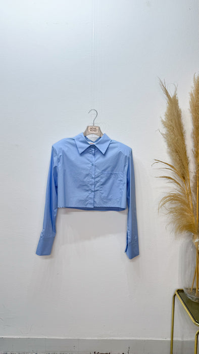 Camicia Crop azzurro cielo