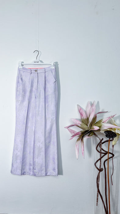Pantaloni Flare lilla con motivo a fiori