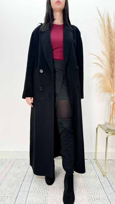 Cappotto Maxi Nero in Lana e Cashmere