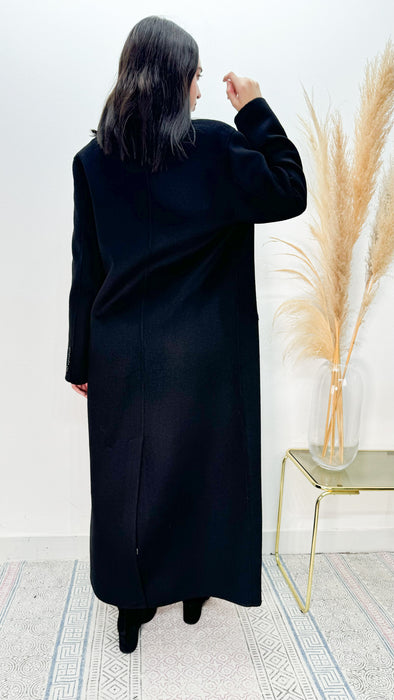 Cappotto Maxi Nero in Lana e Cashmere