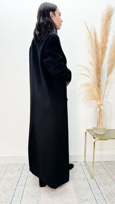 Cappotto Maxi Nero in Lana e Cashmere