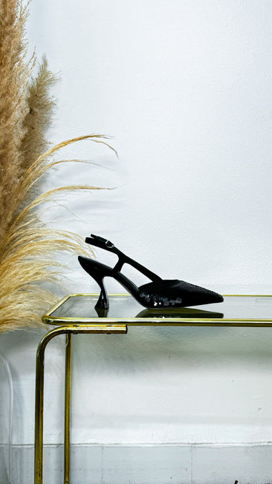 Slingback Nera in Paillettes