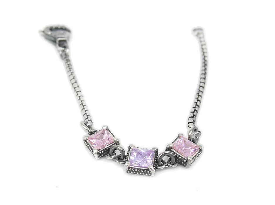 Bracciale in argento con pietre carré rosa e lilla